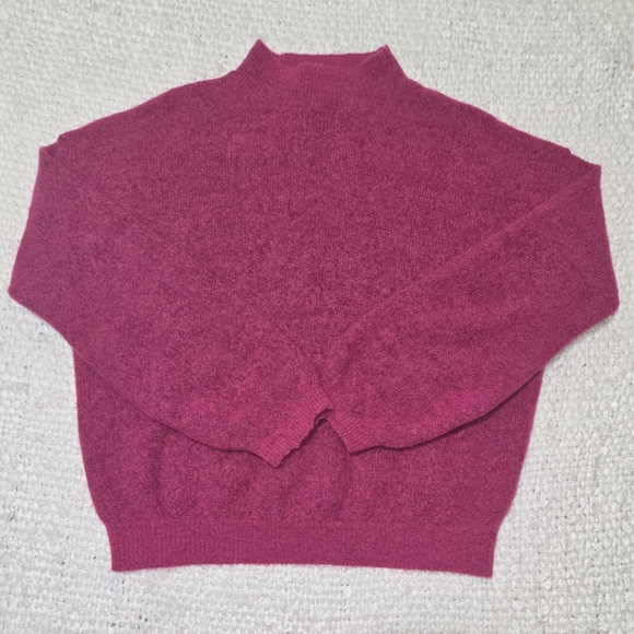 Lineamaglia Magenta Pink Mock Neck Sweater Balloon Sleeve Knit Pullover Large - Picture 6 of 11
